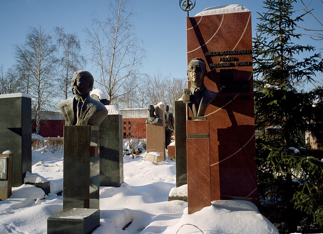 Graves at the Novodevichy cemetery, Moscow Russia