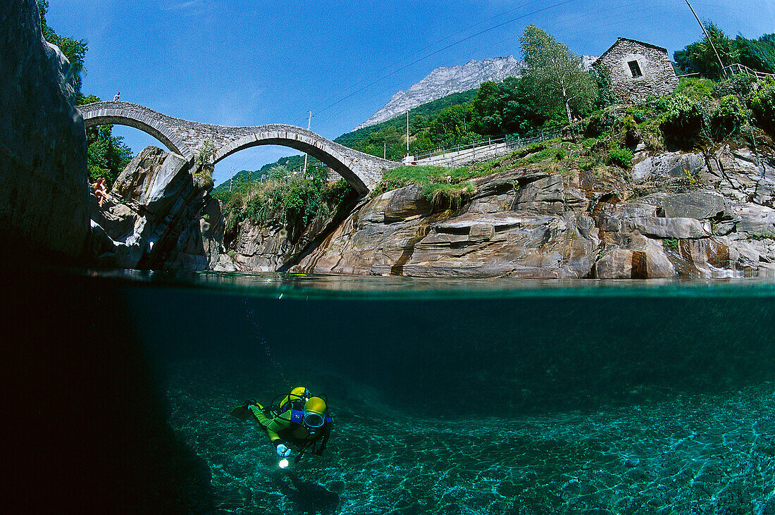 River Diving , Verzasca, Ticino Switzerland
