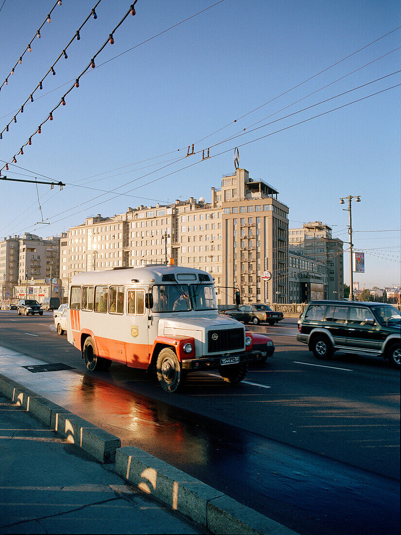 Bus on a bridge, Moscow Russia