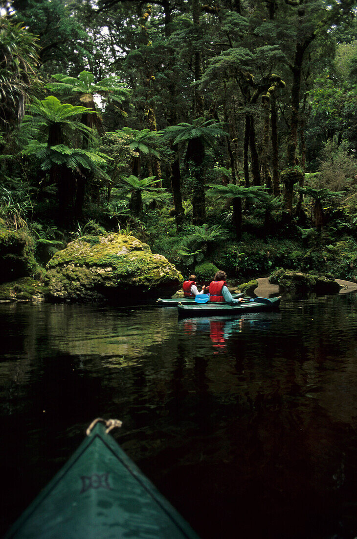 People kayaking in Opara Basin, Box Canyon, West Coast, South Island, New Zealand, Oceania