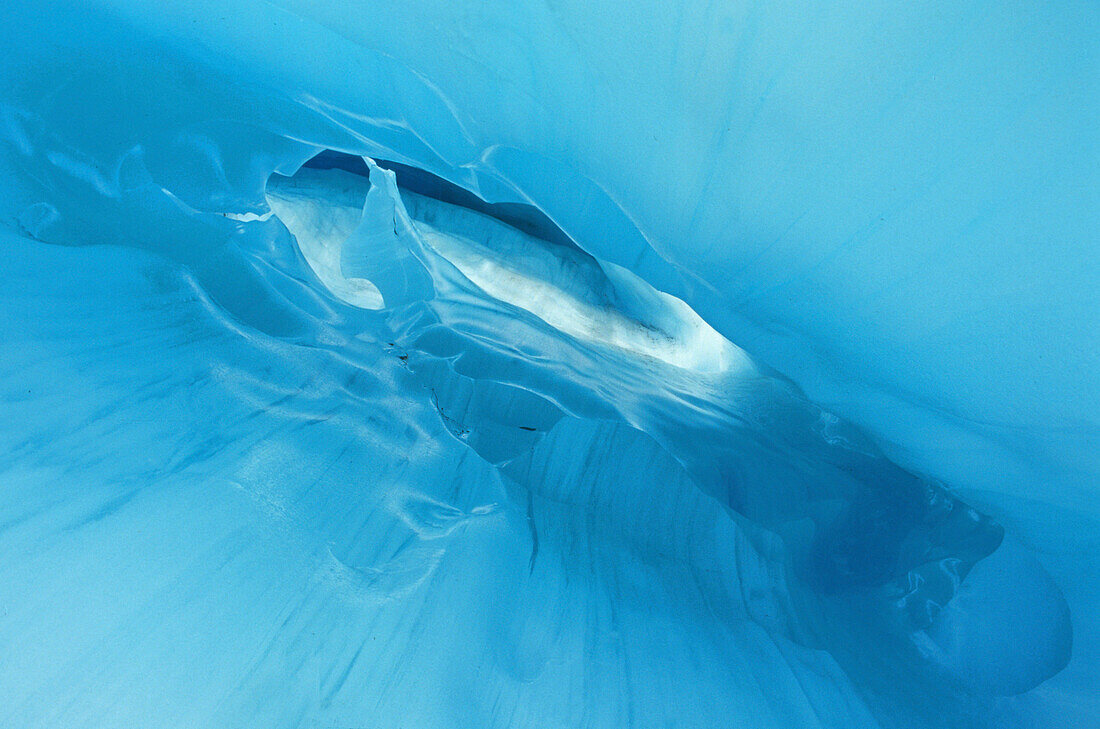 Ice cave, detail of Fox glacier, Westland National Park, South Alps, South Island, New Zealand, Oceania