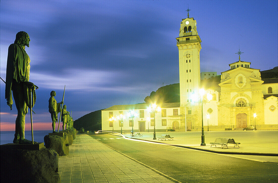 Statues of Guanchen kings, basilica Candelaria, Tenerife, Canary Islands, Spain