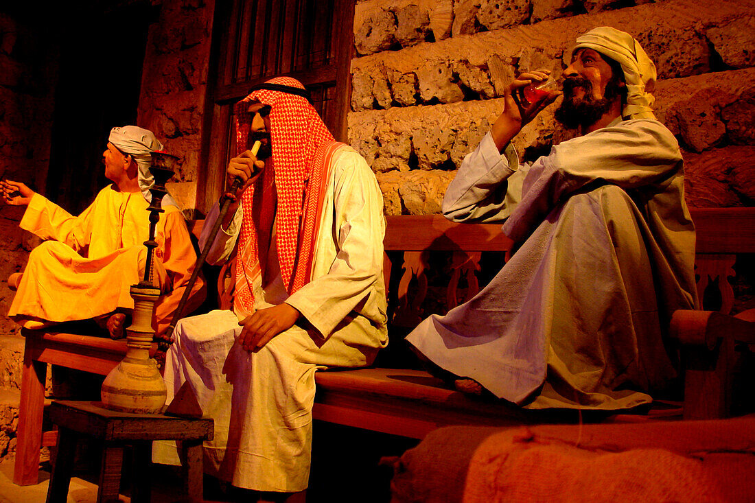 Arabische Figuren im Dubai Museum, Dubai, Vereinigte Arabische Emirate, Vorderasien, Asien