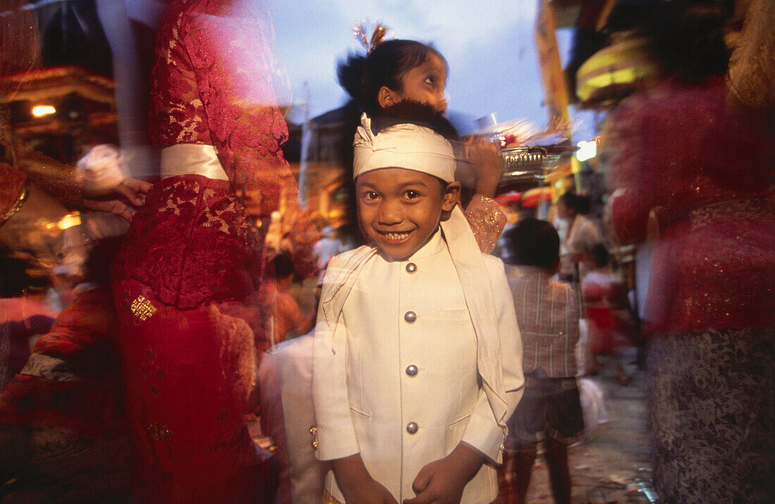 Boy wearing traditional costume at a festival, Ubud, Bali, Indonesia