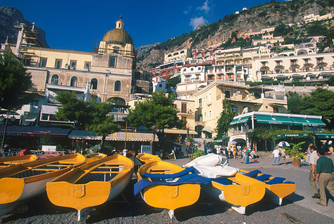 Fischerboote, Positano, Amalfiküste Kampanien, Italien