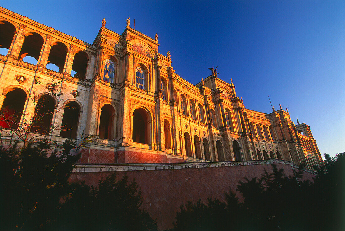 View of the Maximilianeum, domicile of the Bavarian State Parliament, Munich, Bavaria, Germany