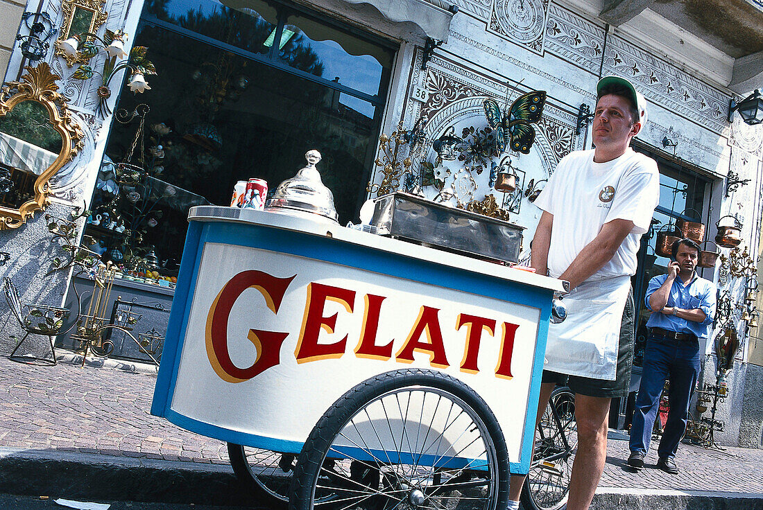 Man selling ice-cream, Lago Maggiore, Piedmont, Italy