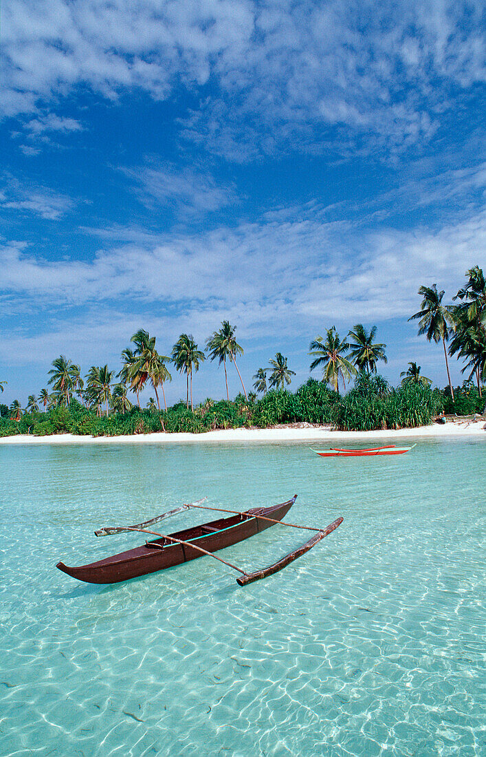 Banca, Outrigger boat on the beach, Philippines, Ananyana Resort, Panglao Island, Bohol