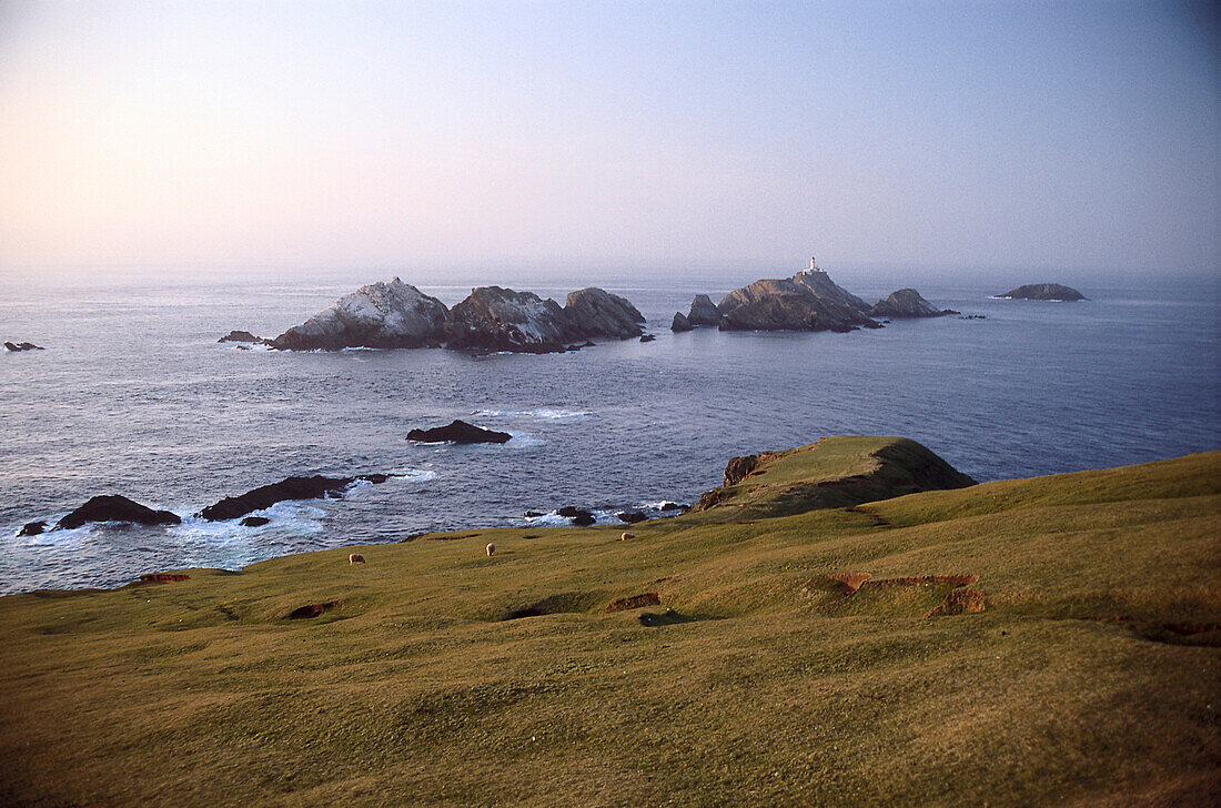 Muckle Flugge rocks, Lighthouse, Unst, Shetland Scotland