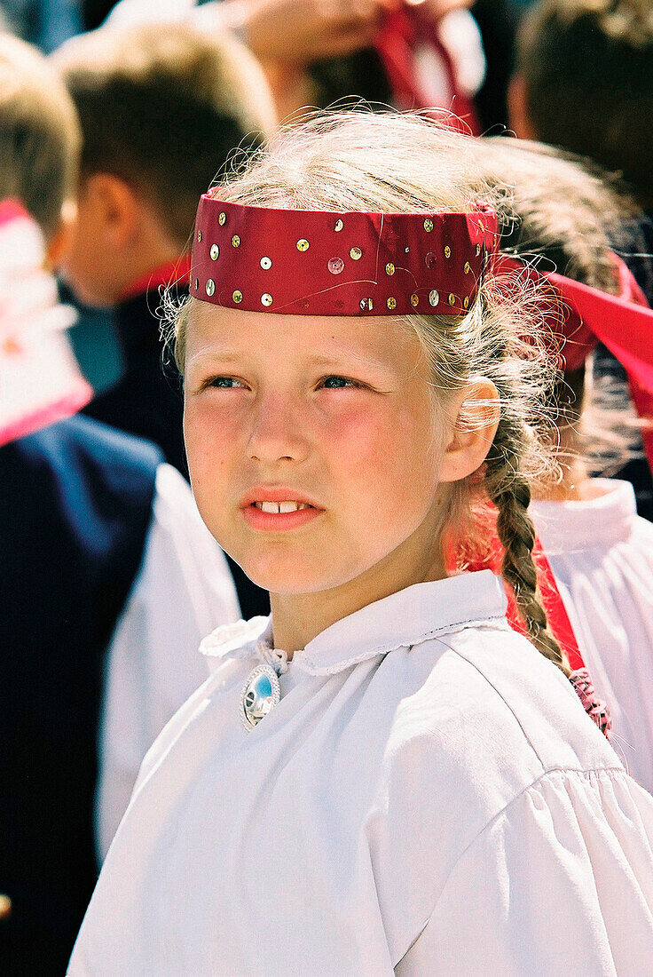 Girl with traditional costume, Tallinn Estonia