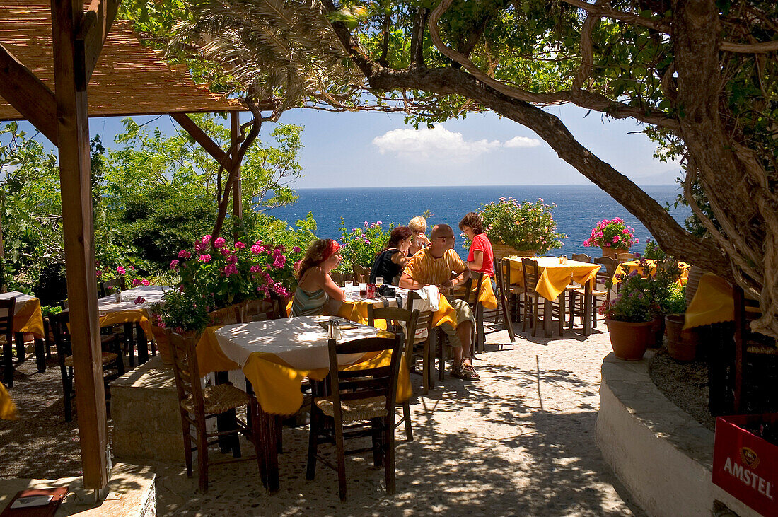 Restaurant in the medieval village of Monemvasia, Lakonia, Peloponnese, Greece