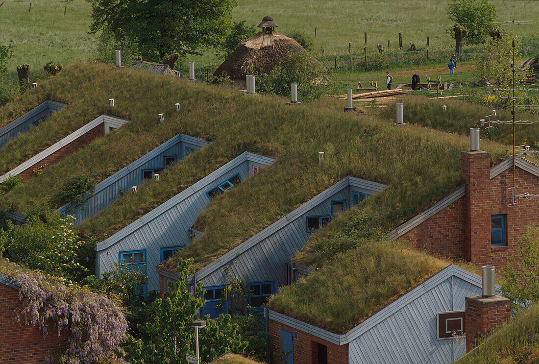 Grasdachsiedlung Laher Wiesen, Lahe, Hannover, Niedersachsen Deutschland