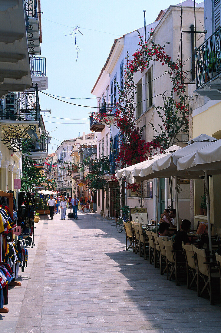Street life in the cita of Nafplio, Peloponnese, Greece