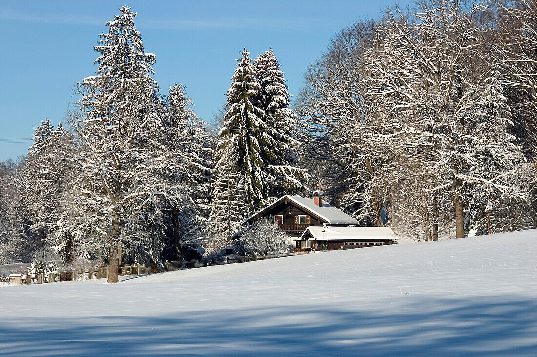 Typisches bayerisches Haus, Oberbayern, Bayern, Deutschland