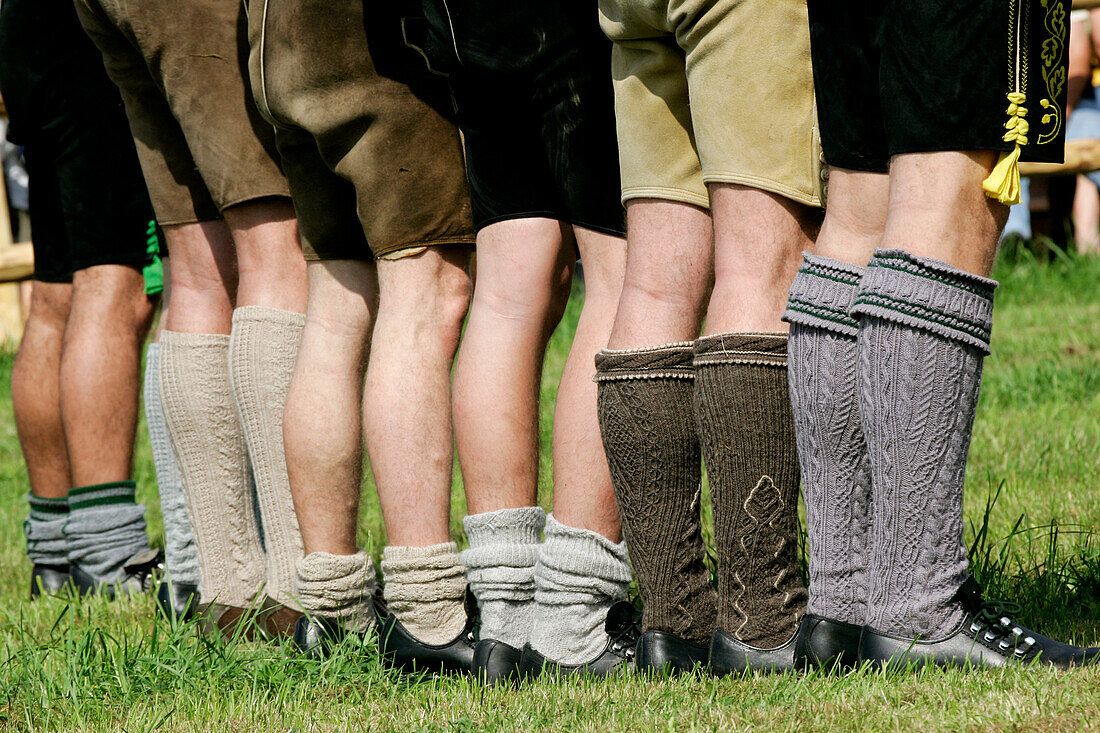 Traditonal bavarian socks, first oxrace of Bichl, Wadlstruempf, Erstes Bichler Ochsenrennen am 8.8.2004 in Bichl, Oberbayern, Deutschland August 8th 2004, Upper Bavaria, Germany