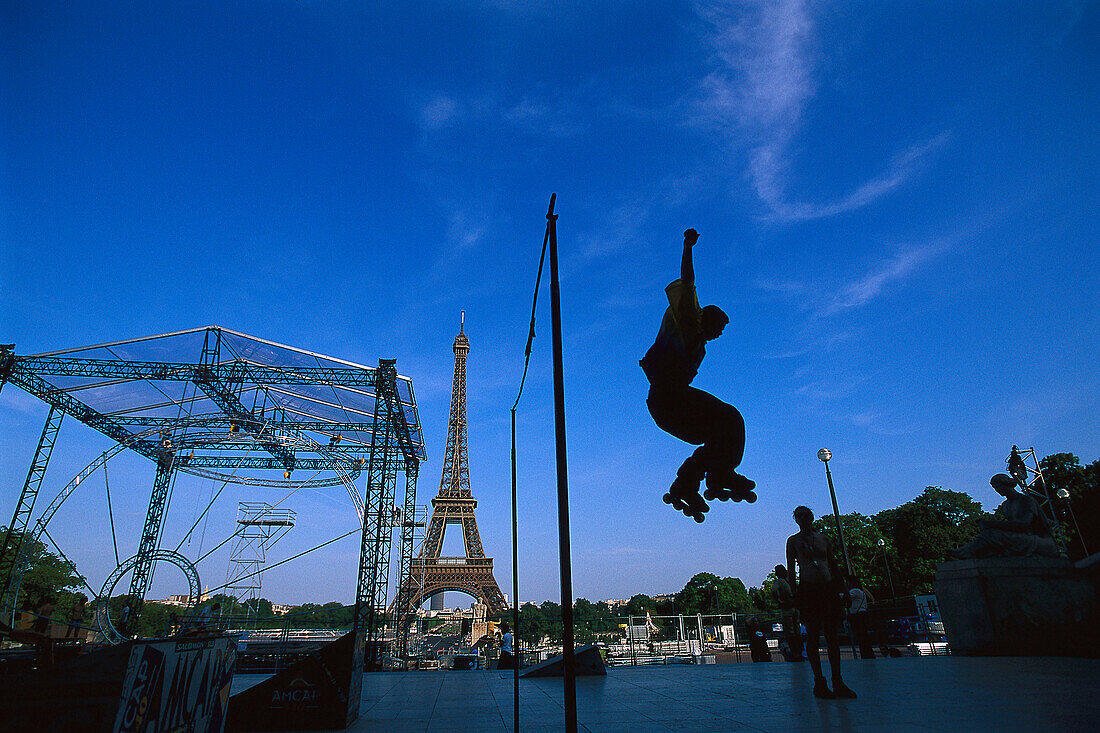 Rollerblading, Eiffel Tower Paris, France