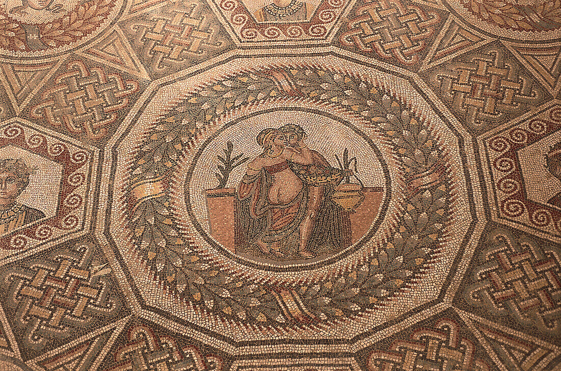 Antikes Bodenmosaik in der Villa Casale, Sizilien, Italien, Europa