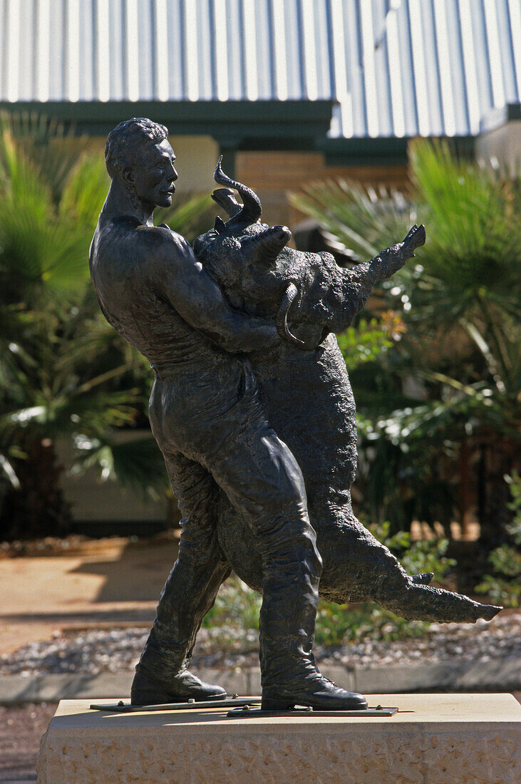 Jackie Howe Statue, Memorial to Jackie Howe, record-breaking sheep shearer Local hero, fastest shear in 1892, Matilda Highway, Queensland, Australia