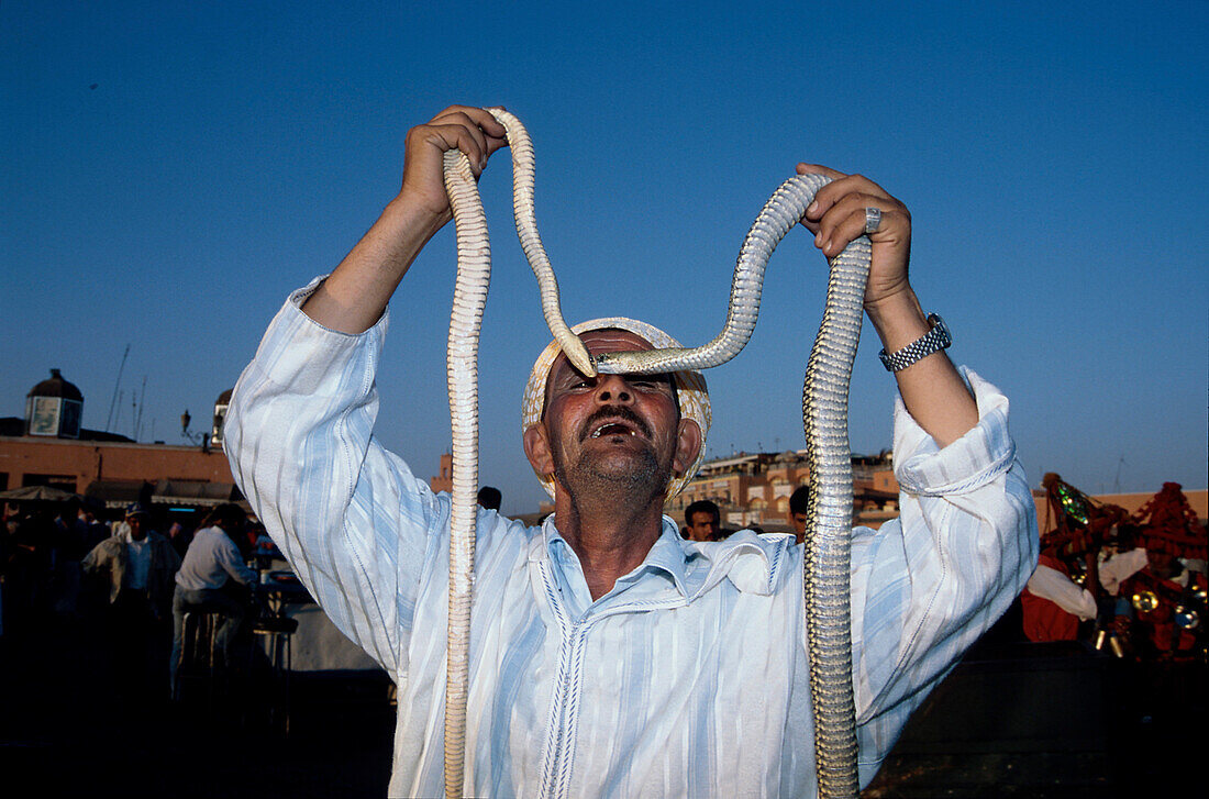 Schlangenbeschwoerer, Djemaa el Fna, Marrakech Marokko