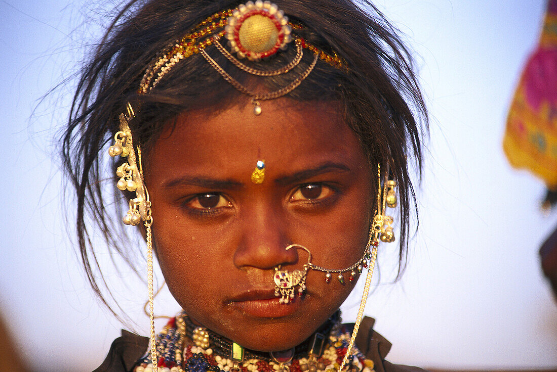 Indisches Mädchen, Pushkar, Rajasthan, Indien, Asien