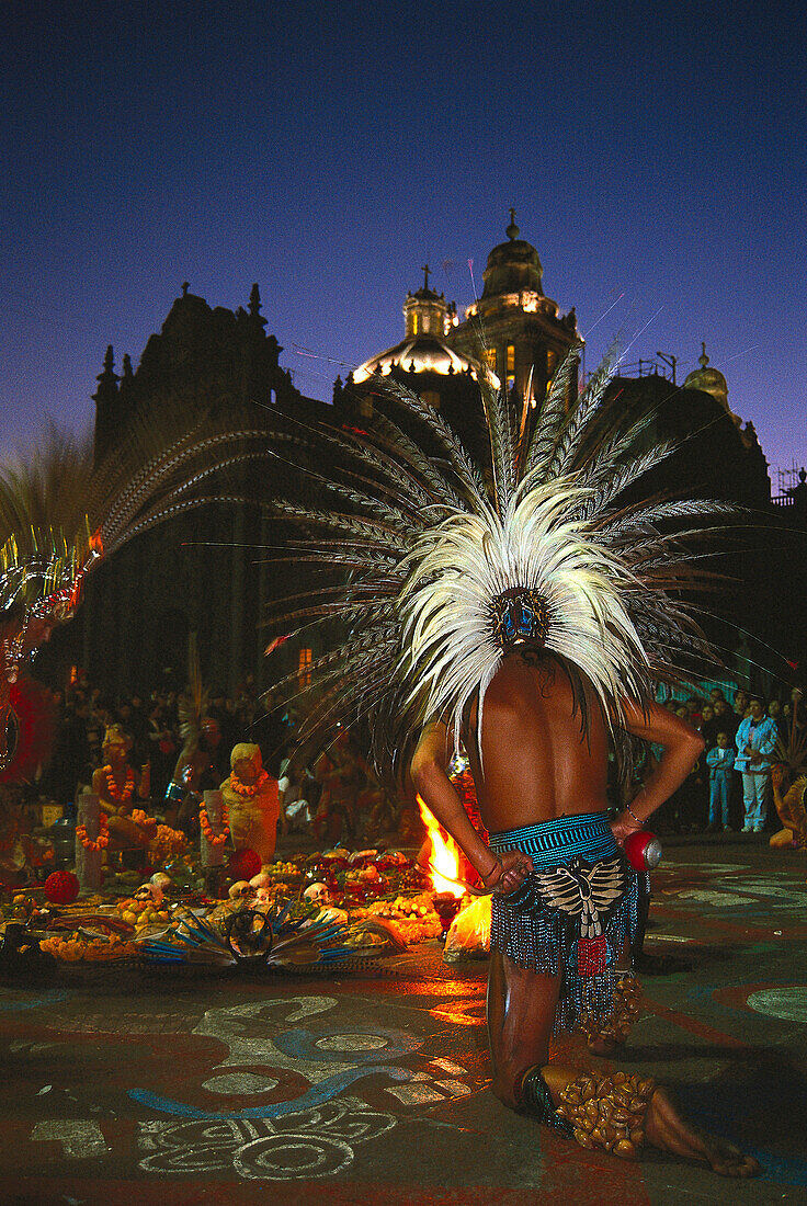Aztec Dancer before Cathedral, Mexico City Mexico