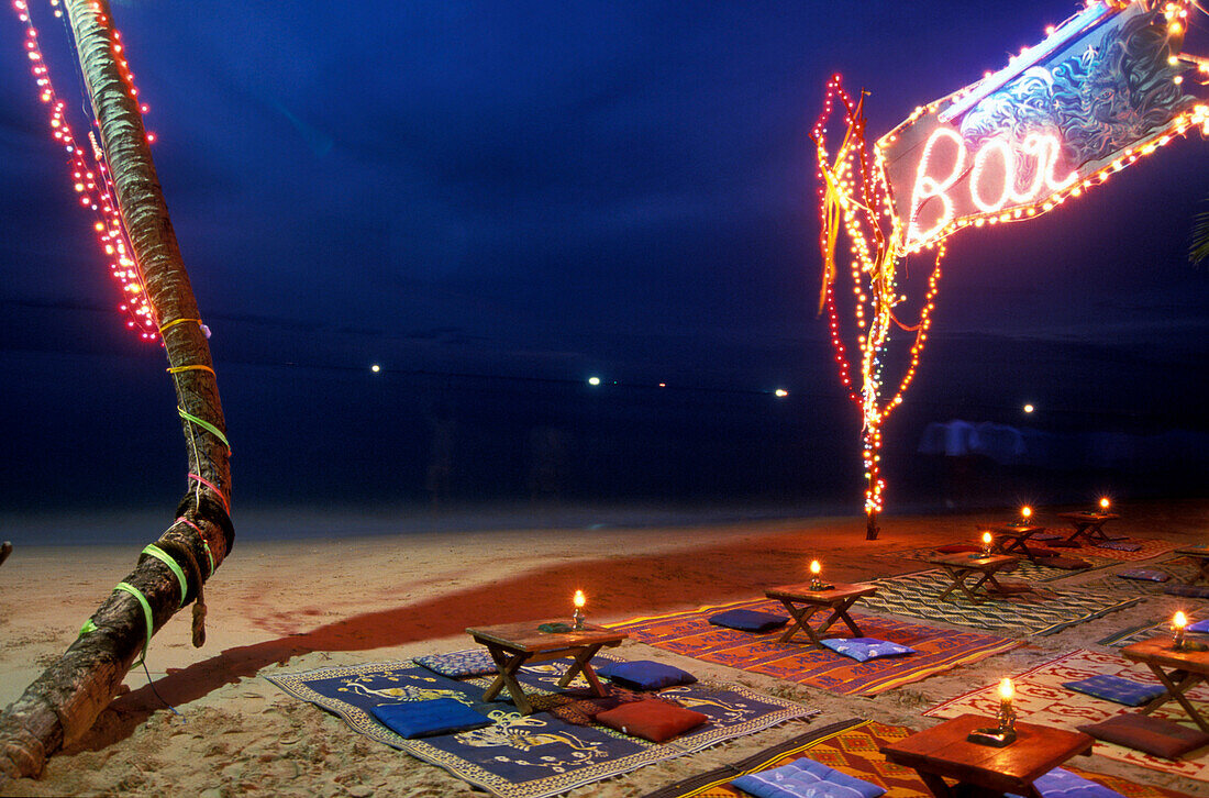 Hippie style beach bar at Hat Sai Khao, Ko Chang, Trat Thailand