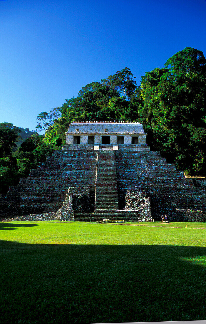 Templo de las Inscriptiones unter blauem Himmel, Chiapas, Mexiko, Amerika