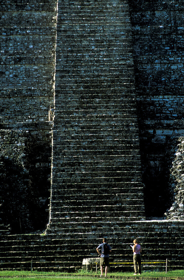 Stairs on temple de las Inscriptiones Palenque, Chiapas Mexico