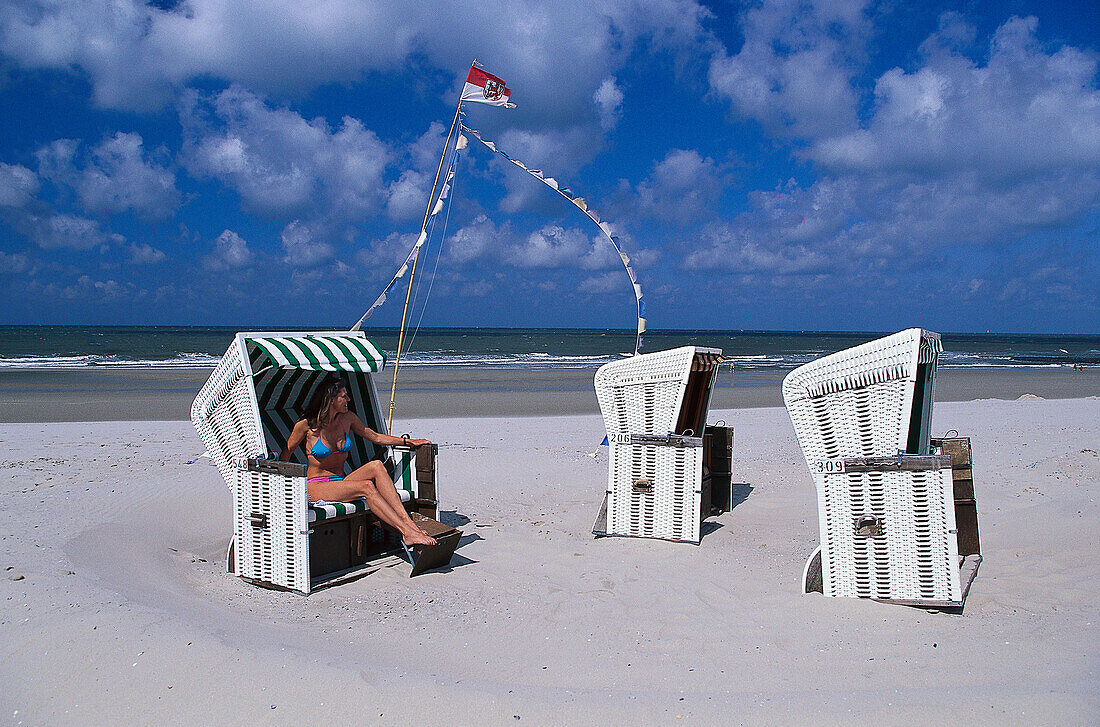 Beach chairs, Friesian Island, Lower Saxony, Germany
