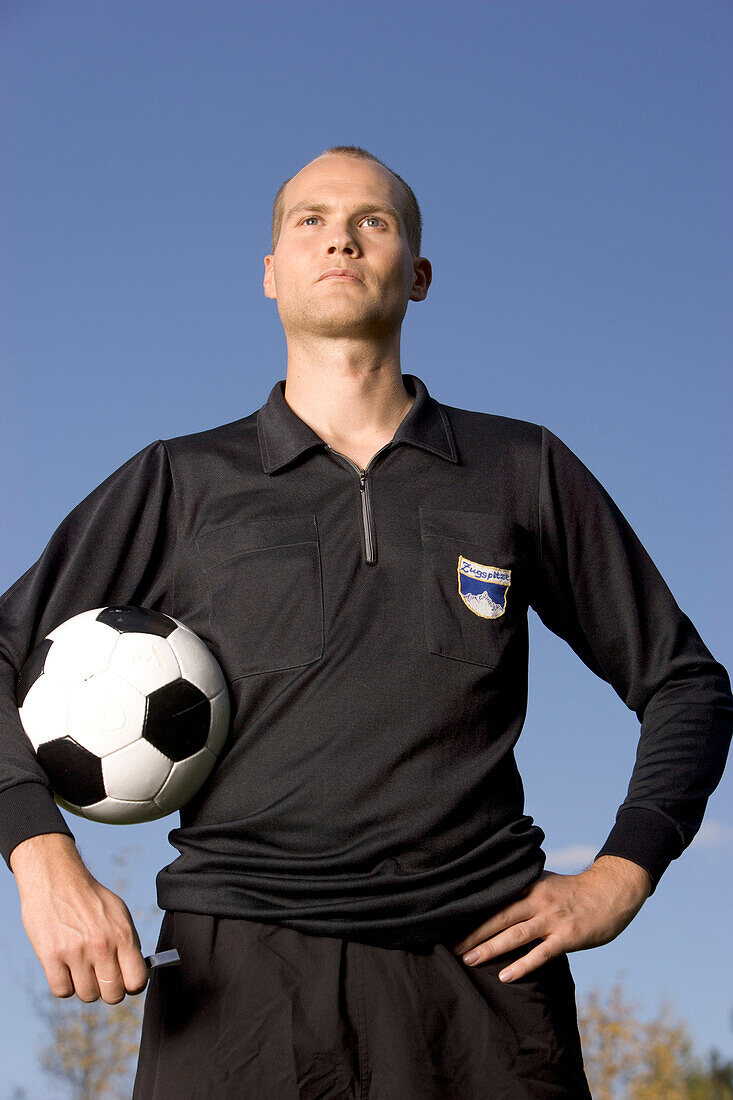 Referee before soccer match