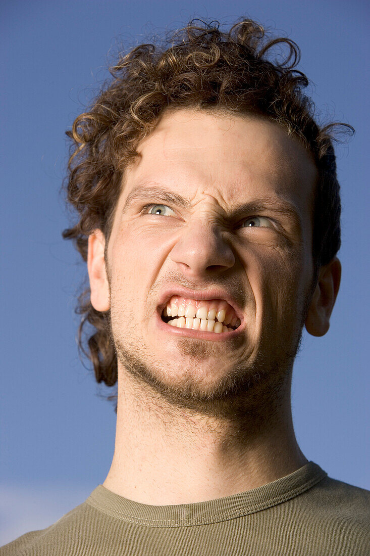 Portrait of angry young man