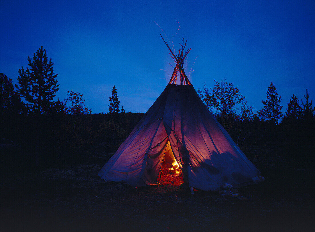 Tent, Bonfire, Night Ambience, Lapland, Finland, Europe