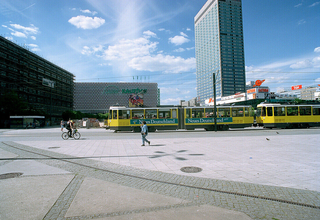 Tram passing Alexanderplatz, Berlin, Germany