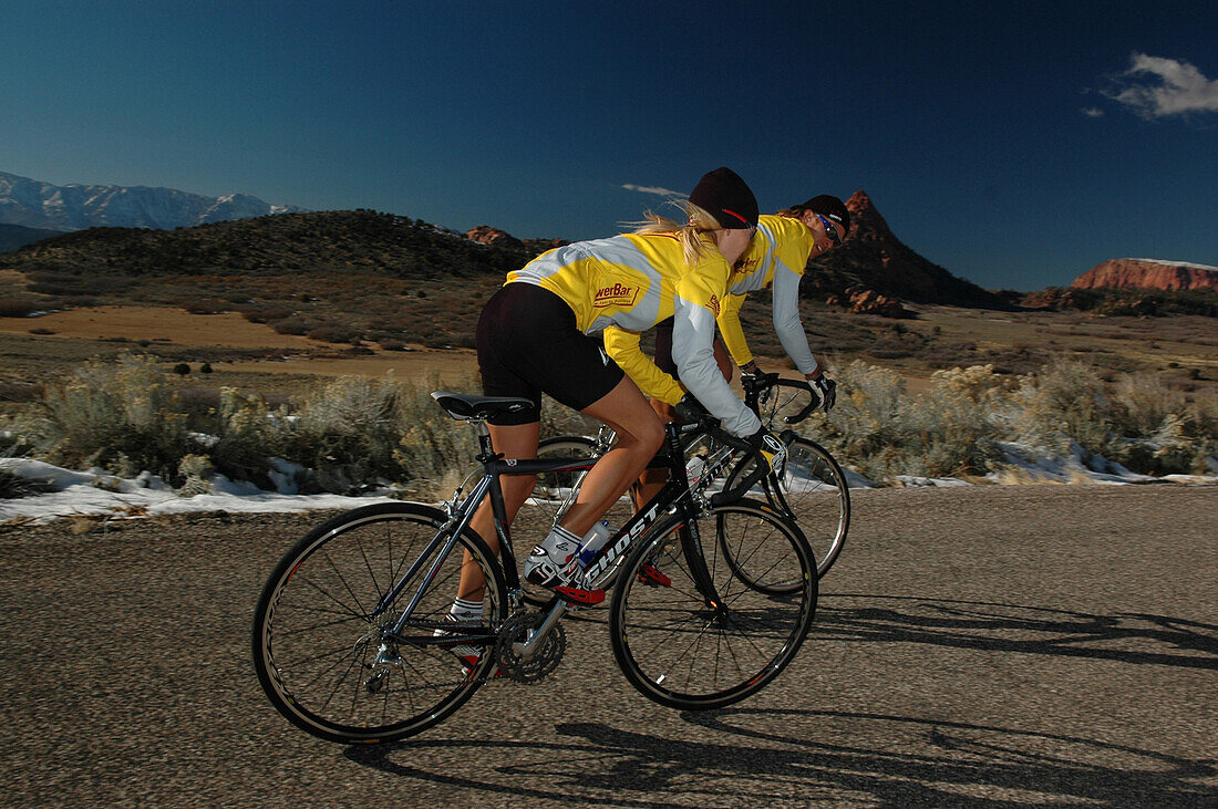 Racing biking, Red Rock Canyon, Joshua Tree National Park, Nevada, USA