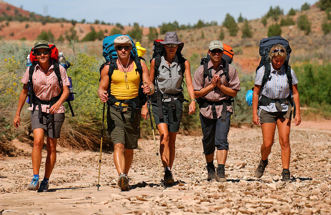 A group of people hiking, Arizona, USA