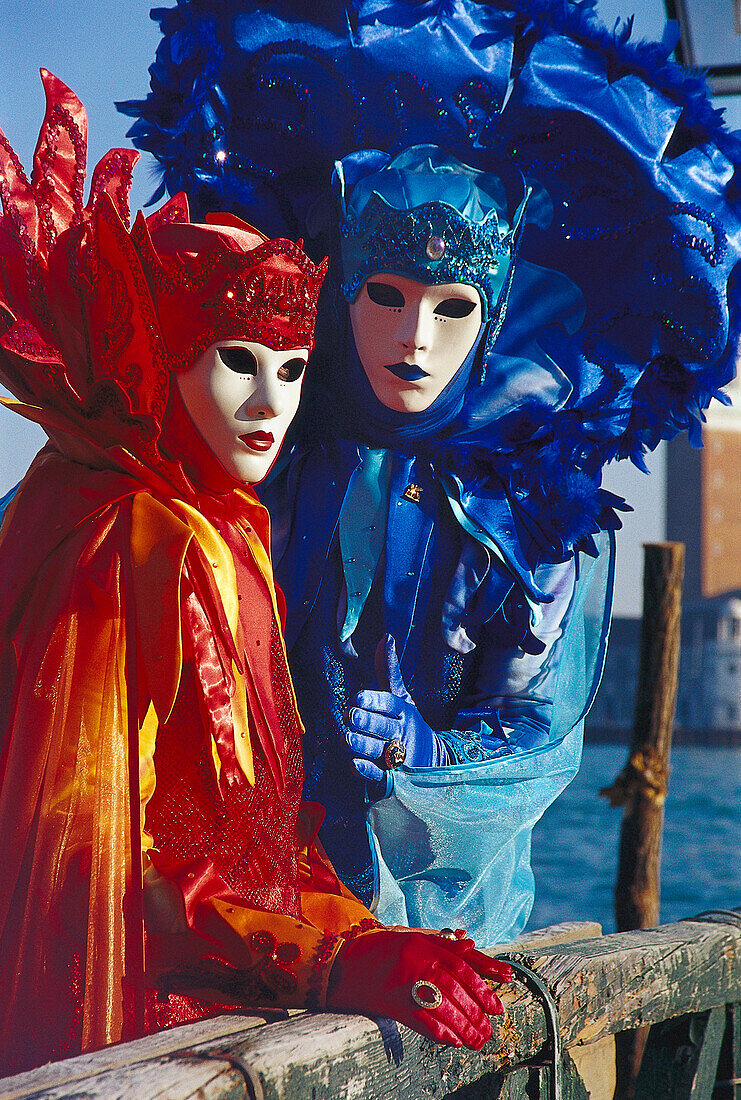 Masked people in disguise at carnival, Venice, Italy, Europe