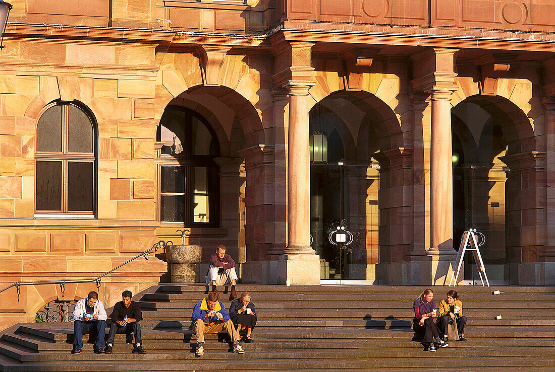 Stairs of the new town hall, Wiesbaden, Hesse, Germany