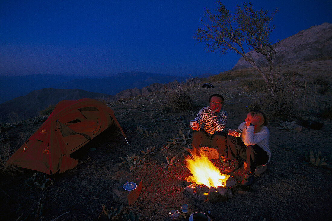 Campfire, Hiking, Uzbekistan Asia
