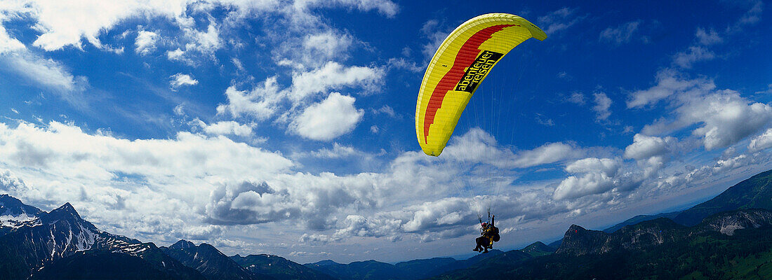 Paragliding, Tandemflight, Tannheimer valley, Tyrol, Austria, Europe