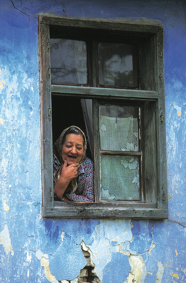 Old Lady in window, Bistritja Romania
