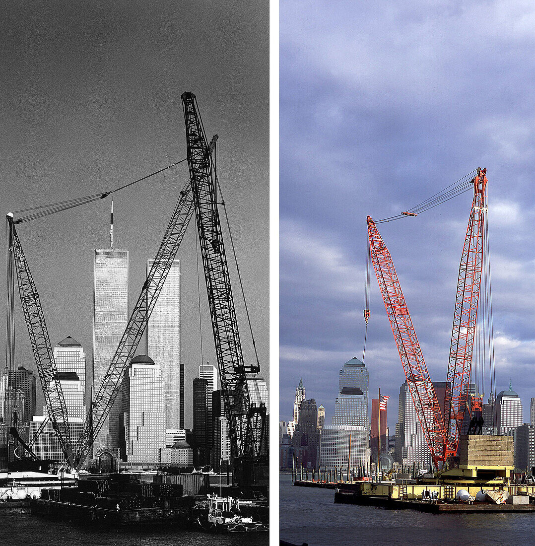 Habour, NYC, USA, New York City, before and after the destruction of the World Trade Center WTC, , Images of a City Buch, S. 80/81