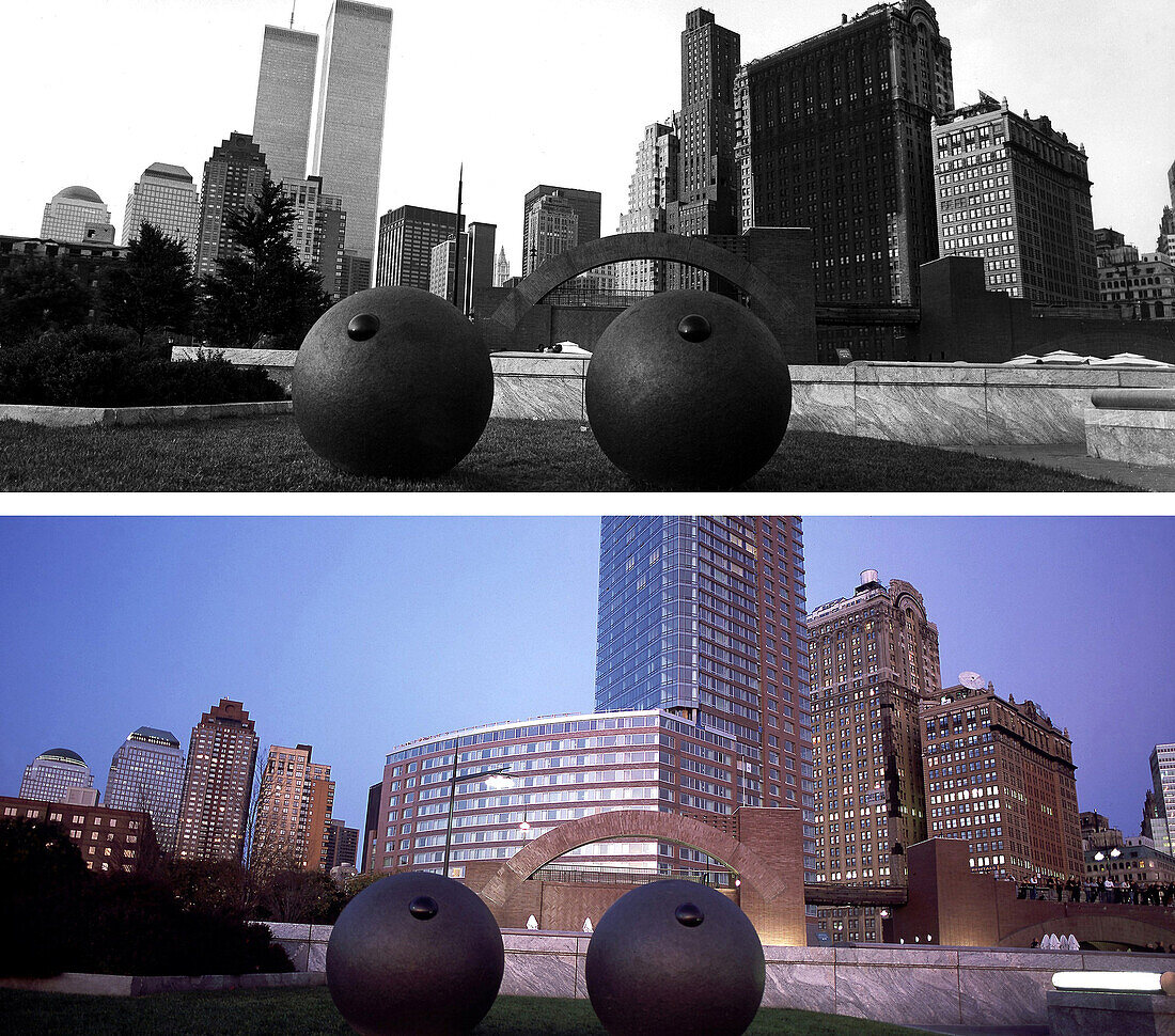 NYC before and after: Battery Park, USA, New York City, before and after the destruction of the World Images of a City Buch, S. 76/77