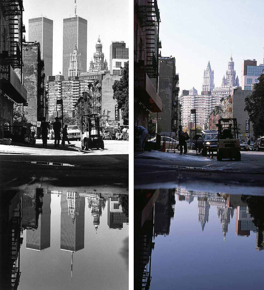 Streetlife, before and after, USA, New York City, before and after the destruction of the World Trade Center WTC, , Images of a City Buch, S. 16/17