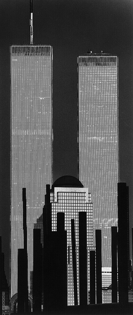 USA, New York, World Trade Center, Skyline, S/W Foto, Panorama, Stadt, Stadtansicht, HochformatEnglish: USA, New York City, WTC