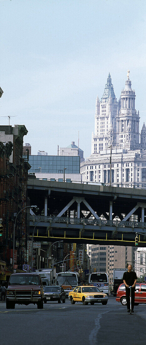 USA, New York City, East Broadway, East Broadway, Oktober 2001English: USA, New York City without WTC, October 2001