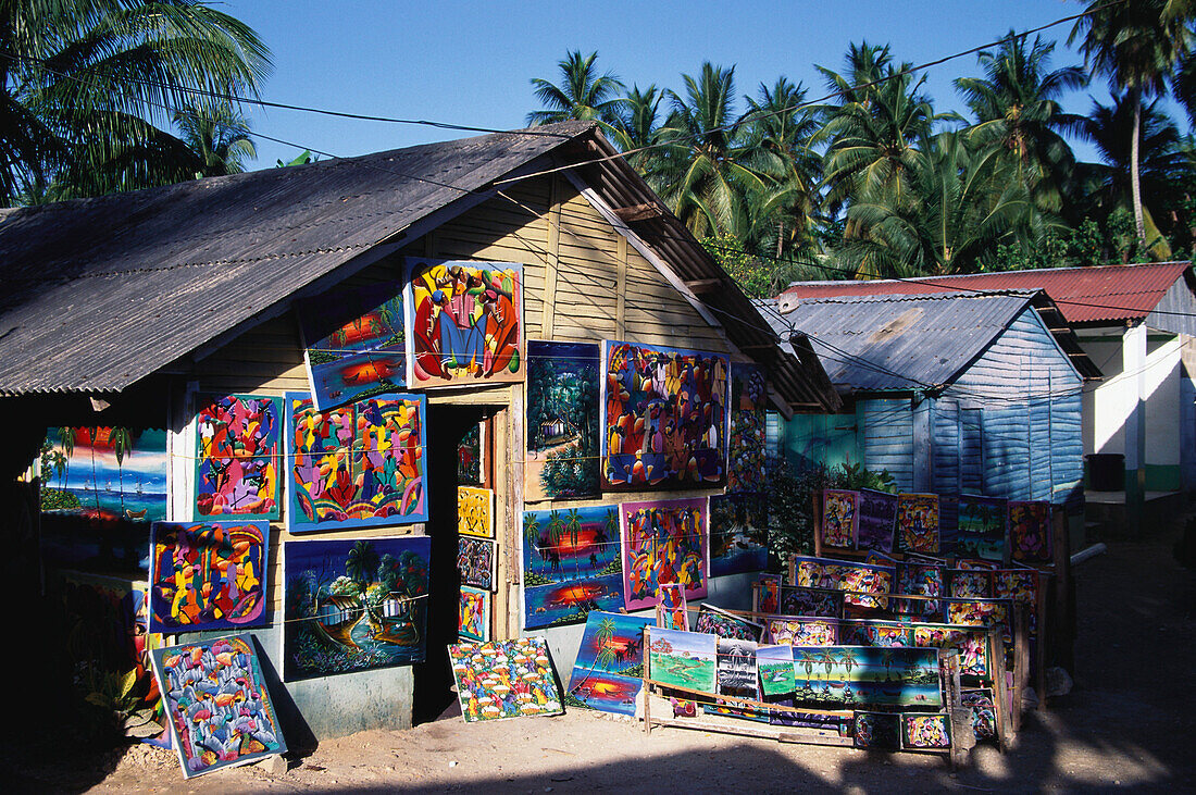 Naive Malerei, Haus, Dominikanische Republik Karibik