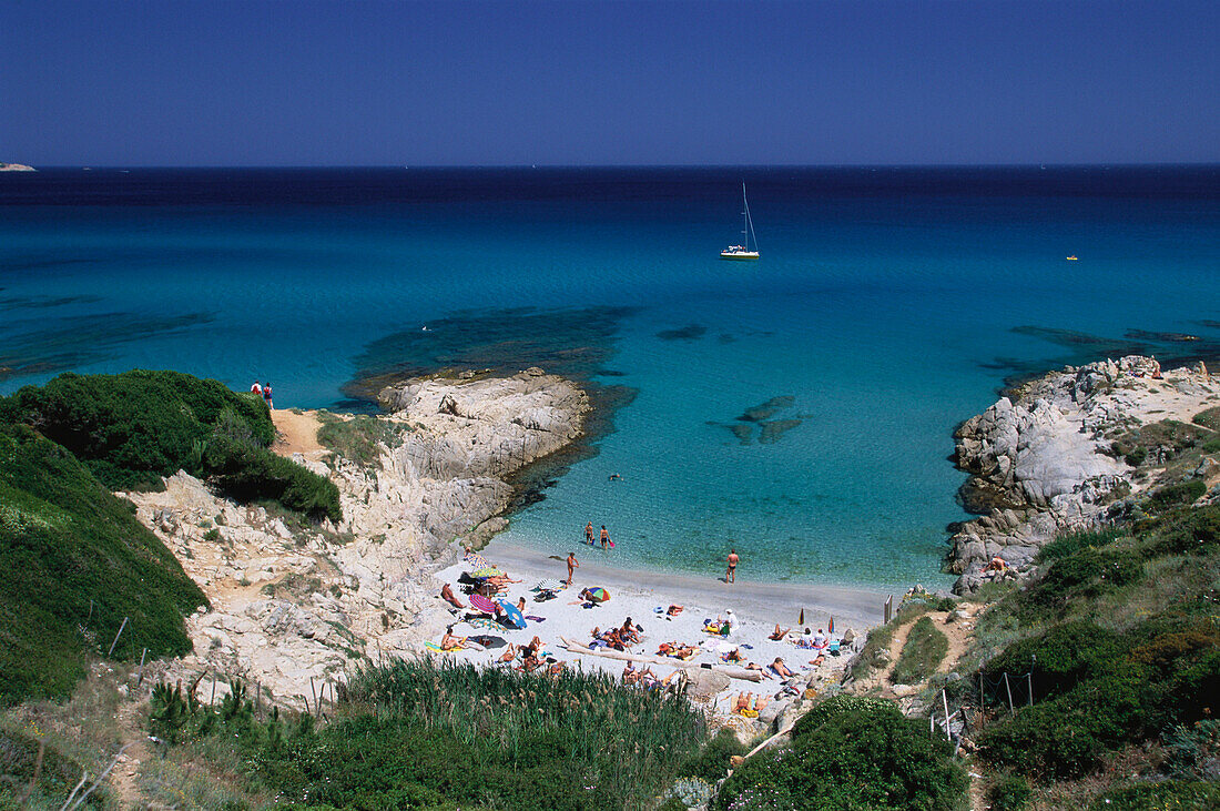 Beach and coastal landscape at Plage de l´Escale, Cote d´Azur, Provence, France