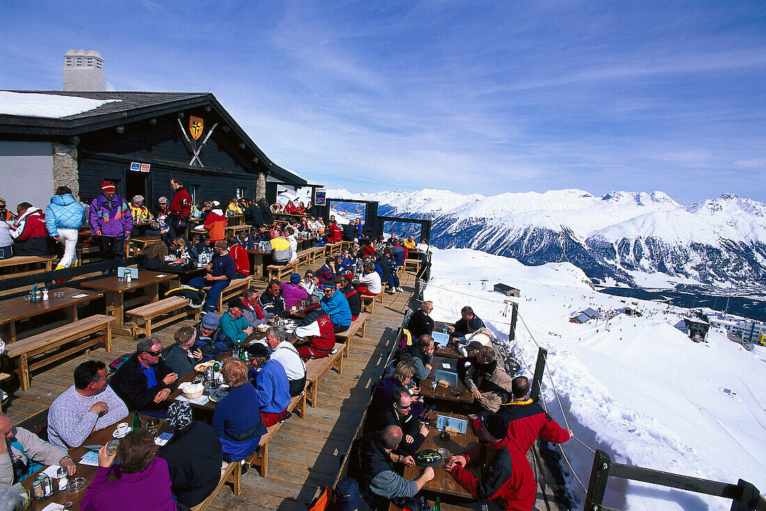 Alpina ski hut, Corviglia, St. Moritz, Engadin Switzerland