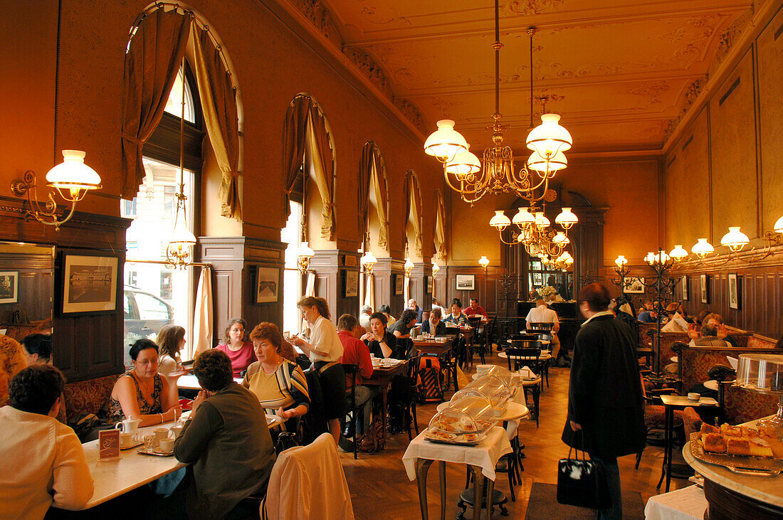 People inside Cafe Sperl, Vienna, Austria, Europe