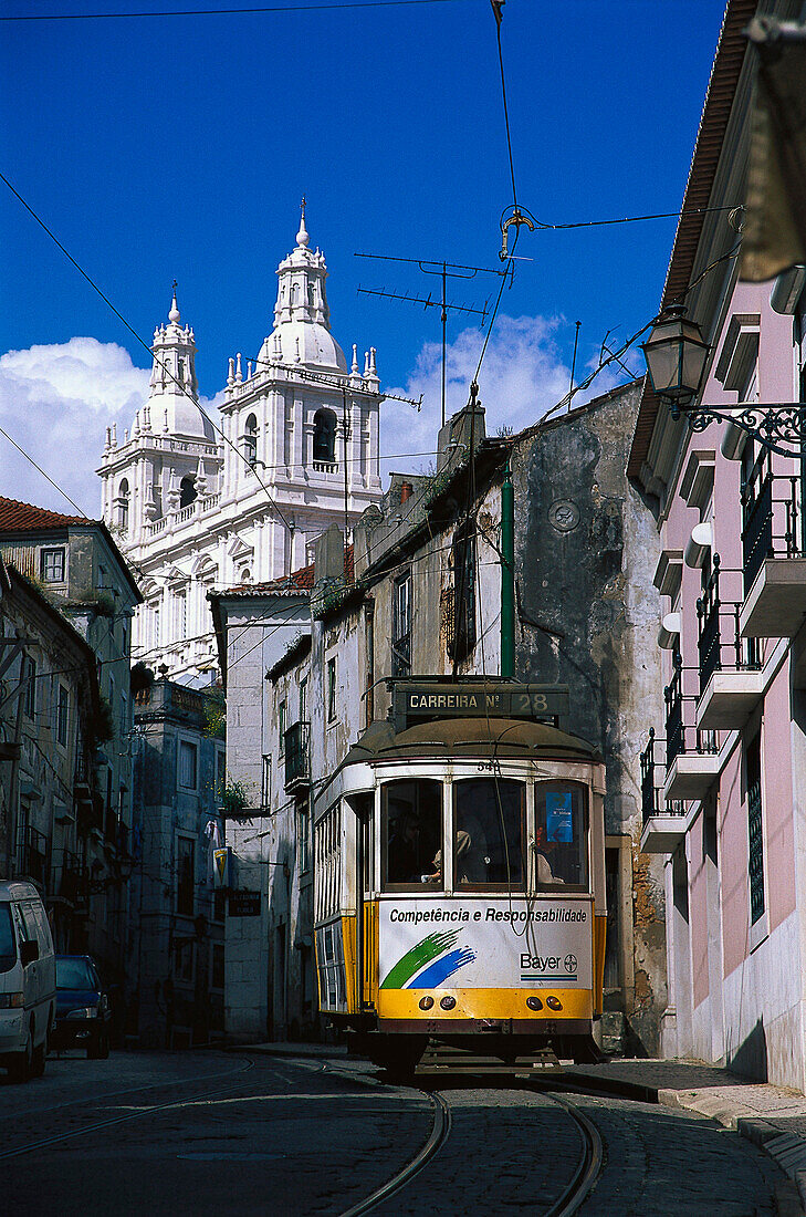 Cable car, tramline 28, Lisbon, Portugal, Europe